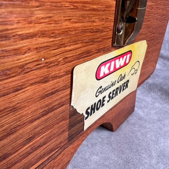 VTG Kiwi Genuine Oak Shoe Server Valet Caddy Shoe Shine Handle & Contents READ - Picture 2 of 14